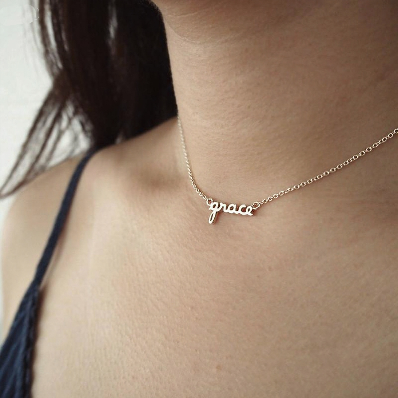 Tiny Personalized Name Necklace - Baby Girl Charm - Bridesmaid &amp; Baby Shower Gift